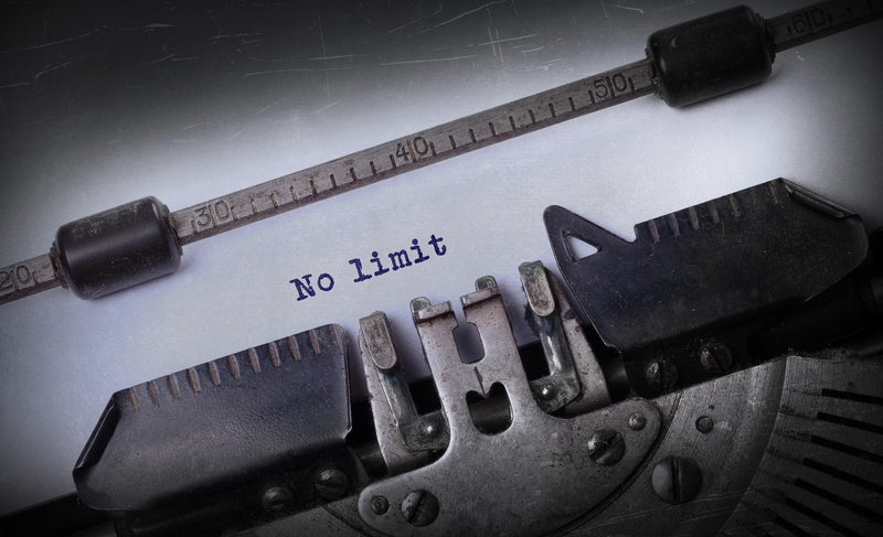 No limit message typed on paper representing breaking rules and limitations