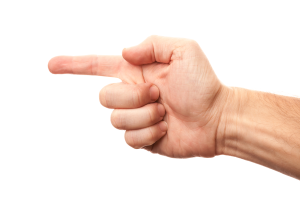 Three pointing back