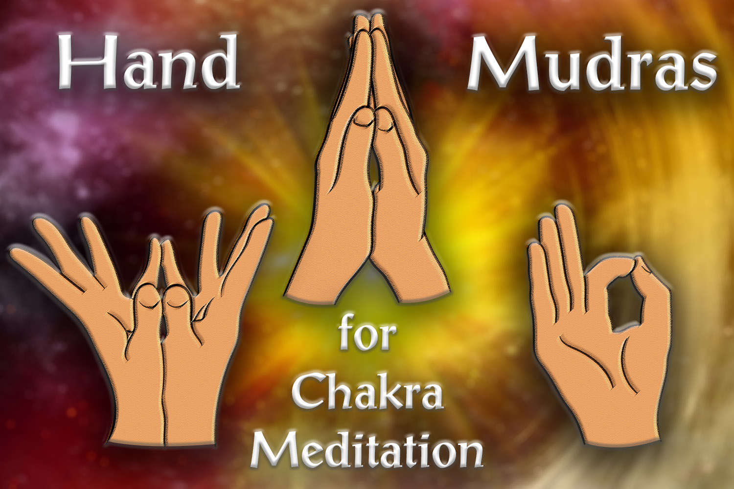 Hand mudra five elements, water, earth, space, air and fire