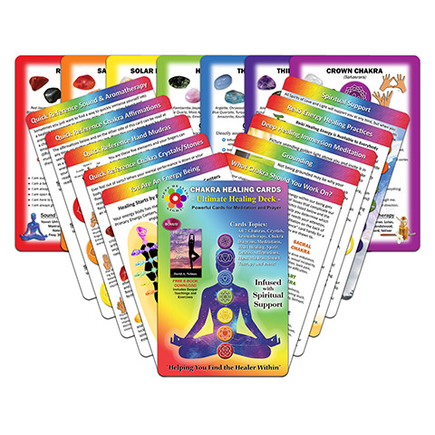 Chakra Healing Cards - Ultimate Healing Deck - Provides Spiritual Guidance through Affirmations, Meditation, Hand Mudras, Symbols, Aromatherapy and Reiki Energy