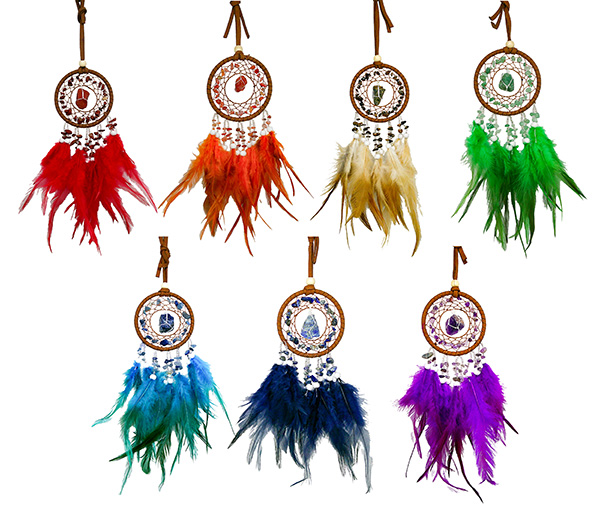 Chakra Healing Dreamcatcher with Chakra Colored Feathers, Chakra Stones and Instruction Guide - by Deep Healing  Light ®