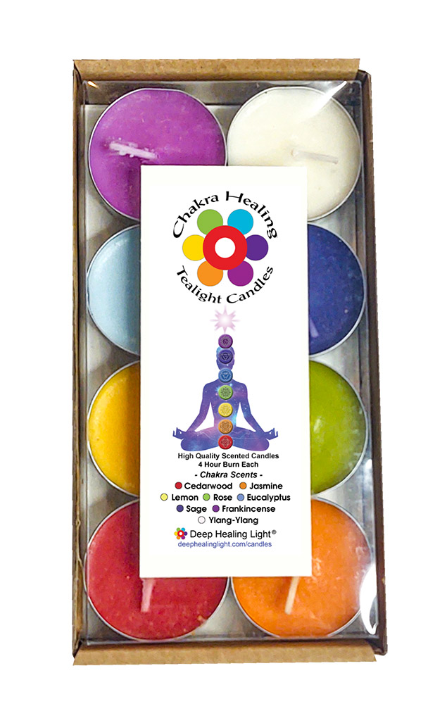Chakra Scented and Colored Tealight Candles - Immerse Yourself in the Energy of 8 Chakra Centered Fragrances and Colors